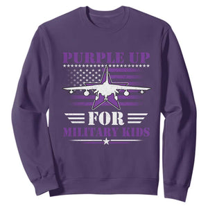 Purple Up For Military Kids Sweatshirt Vintage American Flag Fights TS11 Purple Print Your Wear