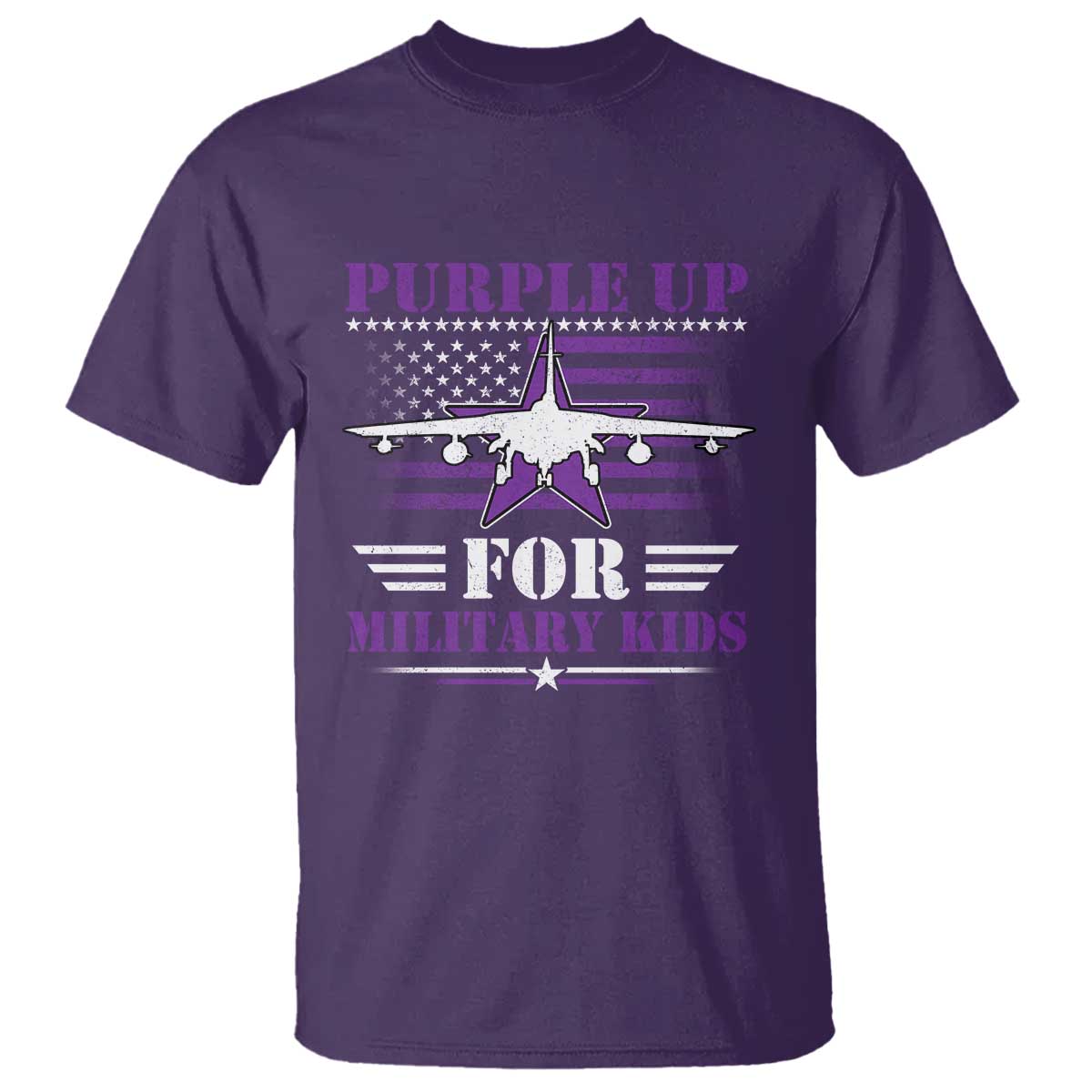 Purple Up For Military Kids T Shirt Vintage American Flag Fights TS11 Purple Print Your Wear