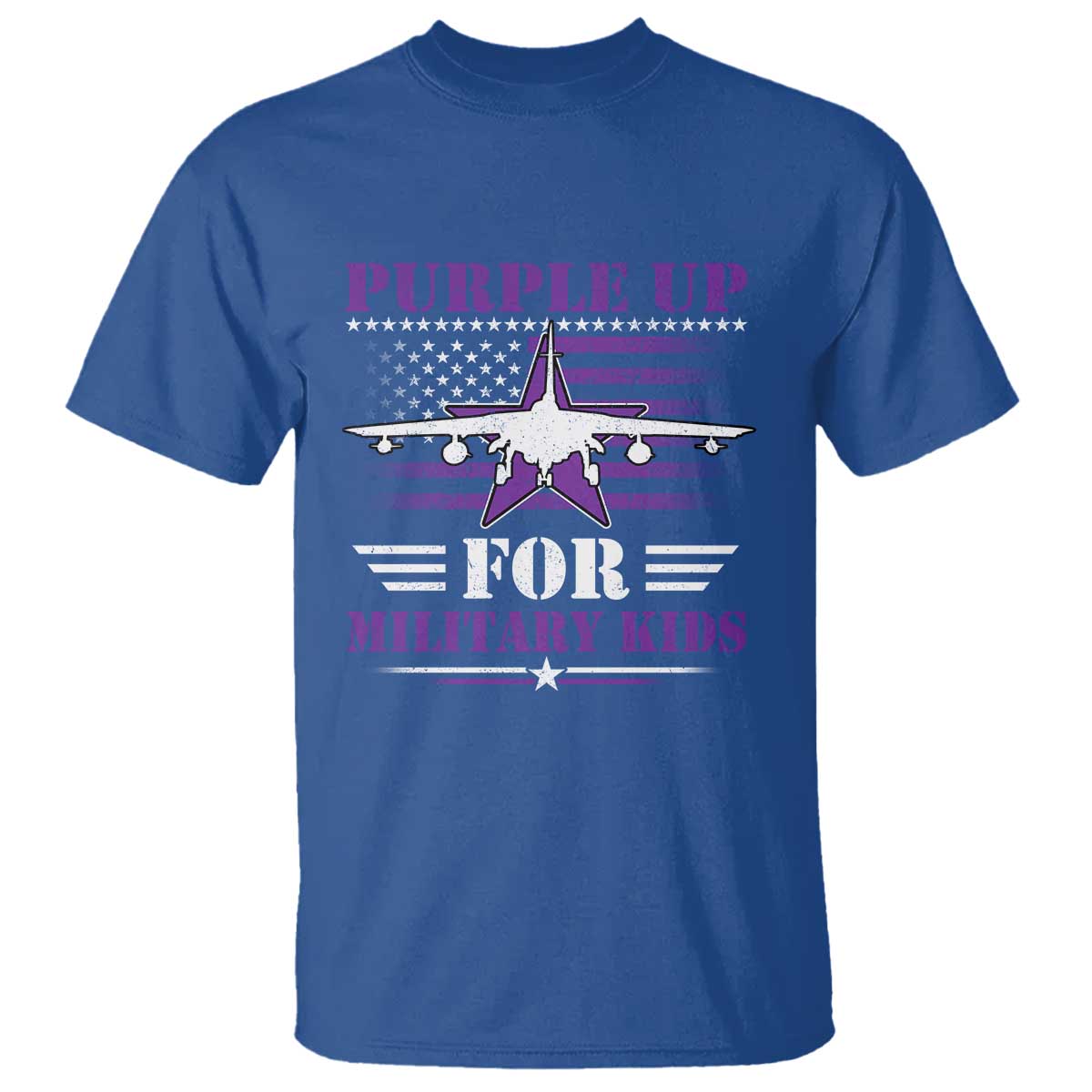 Purple Up For Military Kids T Shirt Vintage American Flag Fights TS11 Royal Blue Print Your Wear