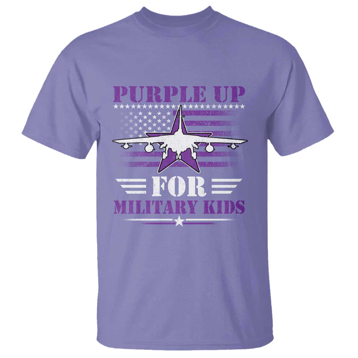 Purple Up For Military Kids T Shirt Vintage American Flag Fights TS11 Violet Print Your Wear