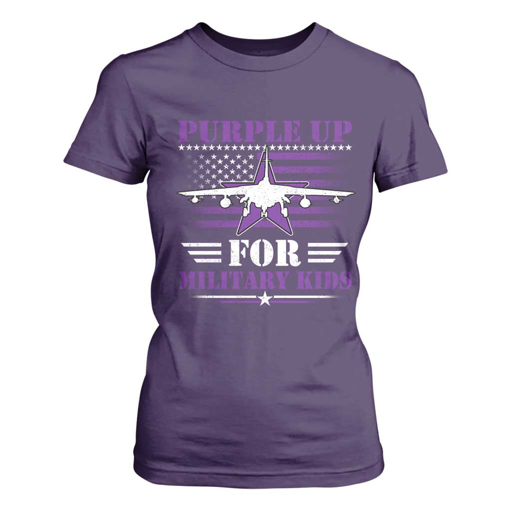 Purple Up For Military Kids T Shirt For Women Vintage American Flag Fights TS11 Purple Print Your Wear