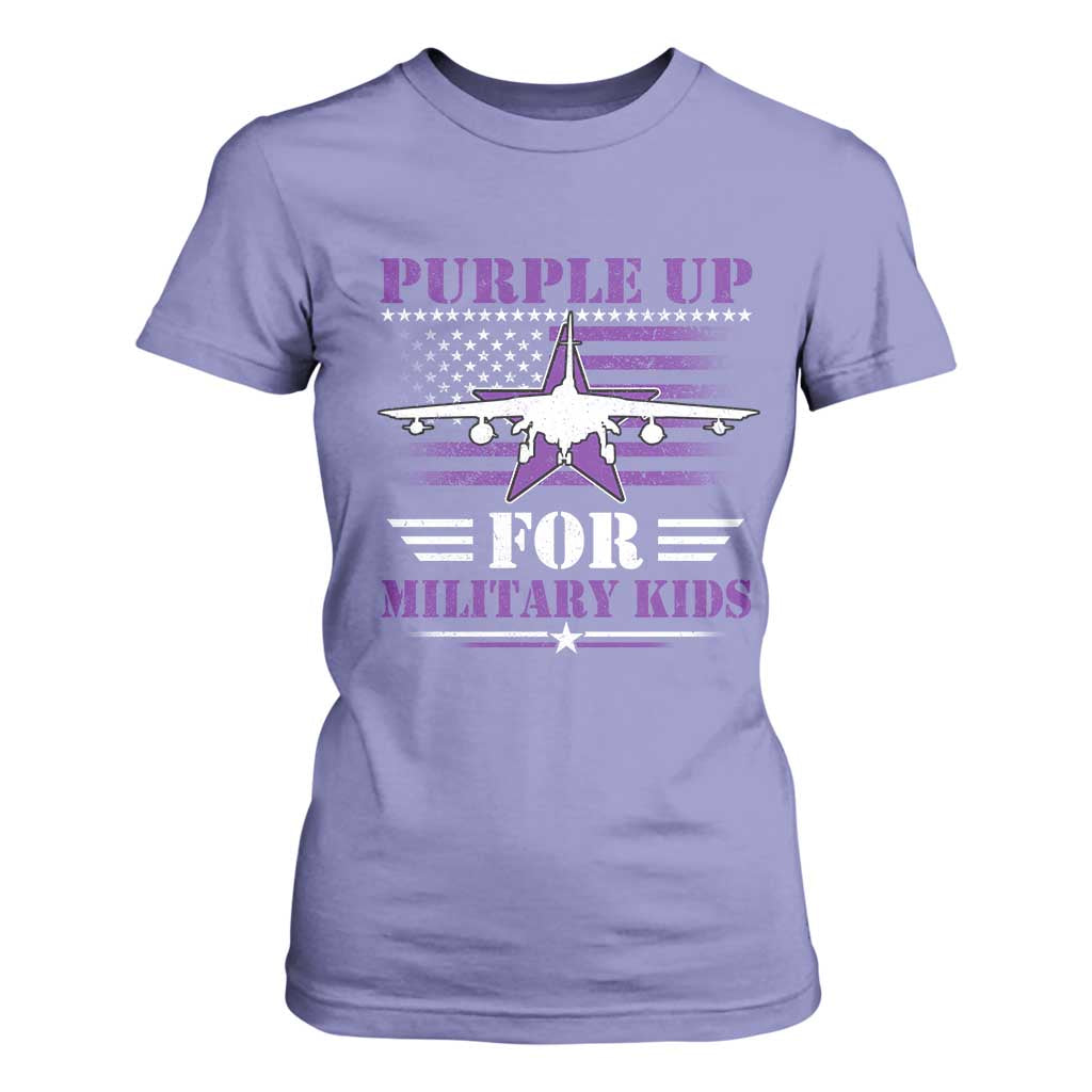 Purple Up For Military Kids T Shirt For Women Vintage American Flag Fights TS11 Violet Print Your Wear