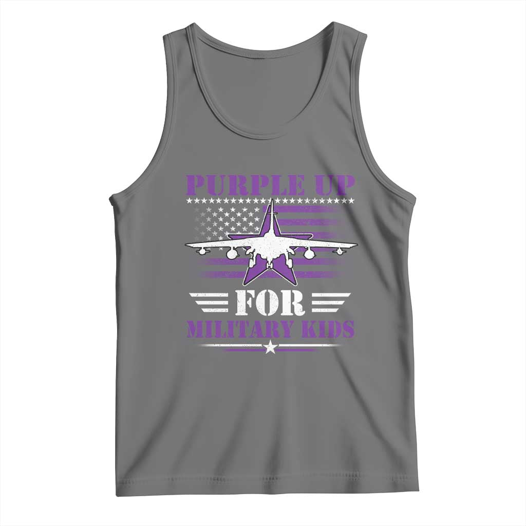 Purple Up For Military Kids Tank Top Vintage American Flag Fights TS11 Black Heather Print Your Wear