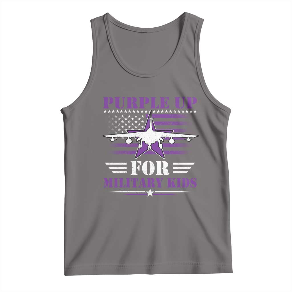 Purple Up For Military Kids Tank Top Vintage American Flag Fights TS11 Deep Heather Print Your Wear