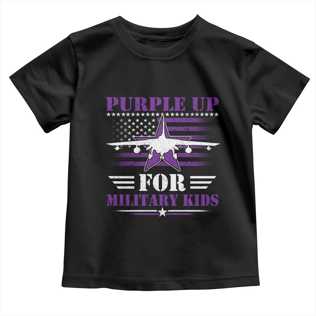 Purple Up For Military Kids Toddler T Shirt Vintage American Flag Fights TS11 Black Print Your Wear