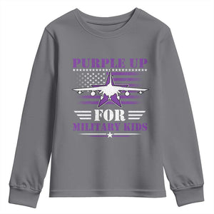 Purple Up For Military Kids Youth Sweatshirt Vintage American Flag Fights TS11 Charcoal Print Your Wear