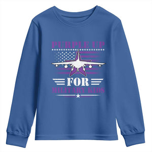 Purple Up For Military Kids Youth Sweatshirt Vintage American Flag Fights TS11 Royal Blue Print Your Wear