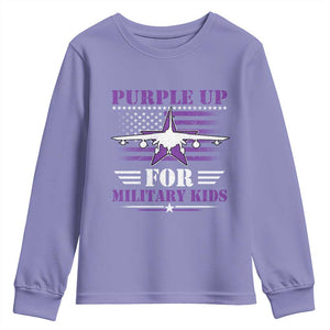 Purple Up For Military Kids Youth Sweatshirt Vintage American Flag Fights TS11 Violet Print Your Wear