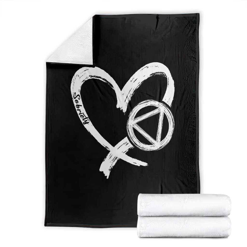 Sobriety Heart Sober Anniversary Alcoholic Abstinence Throw Blanket TS11 Black Print Your Wear