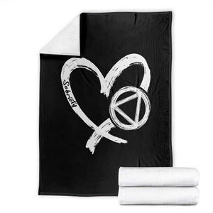 Sobriety Heart Sober Anniversary Alcoholic Abstinence Throw Blanket TS11 Black Print Your Wear