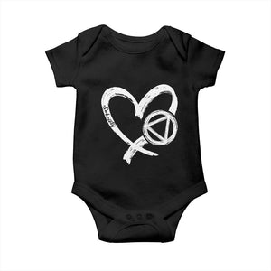 Sobriety Heart Sober Anniversary Alcoholic Abstinence Baby Onesie TS11 Black Print Your Wear