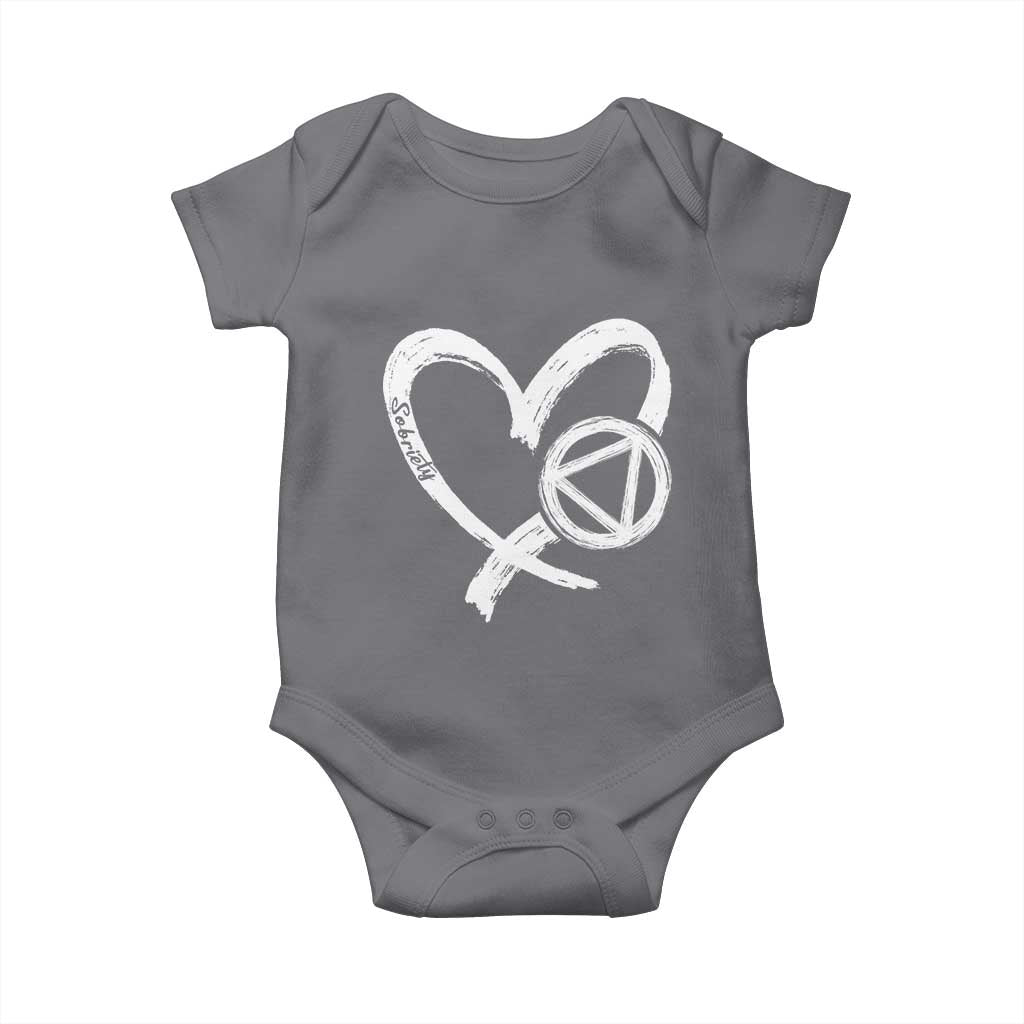 Sobriety Heart Sober Anniversary Alcoholic Abstinence Baby Onesie TS11 Charcoal Print Your Wear