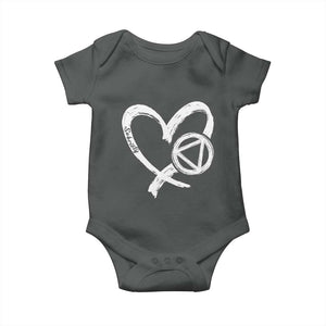 Sobriety Heart Sober Anniversary Alcoholic Abstinence Baby Onesie TS11 Dark Heather Print Your Wear