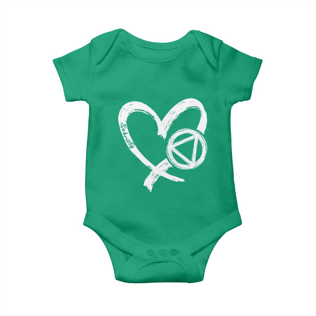 Sobriety Heart Sober Anniversary Alcoholic Abstinence Baby Onesie TS11 Irish Green Print Your Wear