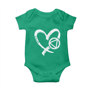 Sobriety Heart Sober Anniversary Alcoholic Abstinence Baby Onesie TS11 Irish Green Print Your Wear