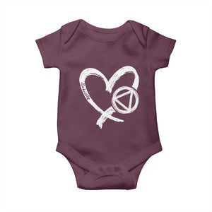 Sobriety Heart Sober Anniversary Alcoholic Abstinence Baby Onesie TS11 Maroon Print Your Wear