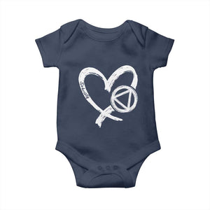 Sobriety Heart Sober Anniversary Alcoholic Abstinence Baby Onesie TS11 Navy Print Your Wear