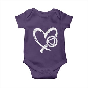 Sobriety Heart Sober Anniversary Alcoholic Abstinence Baby Onesie TS11 Purple Print Your Wear