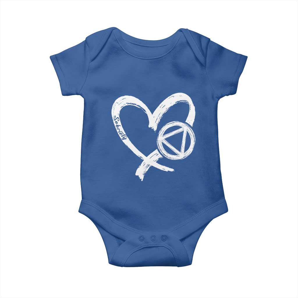 Sobriety Heart Sober Anniversary Alcoholic Abstinence Baby Onesie TS11 Royal Blue Print Your Wear