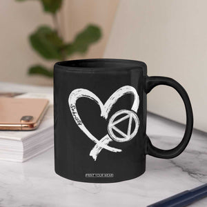 Sobriety Heart Sober Anniversary Alcoholic Abstinence Coffee Mug TS11 Print Your Wear