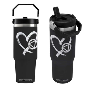 Sobriety Heart Sober Anniversary Alcoholic Abstinence Flip Straw Tumbler TS11 One Size: 30 oz Black Print Your Wear