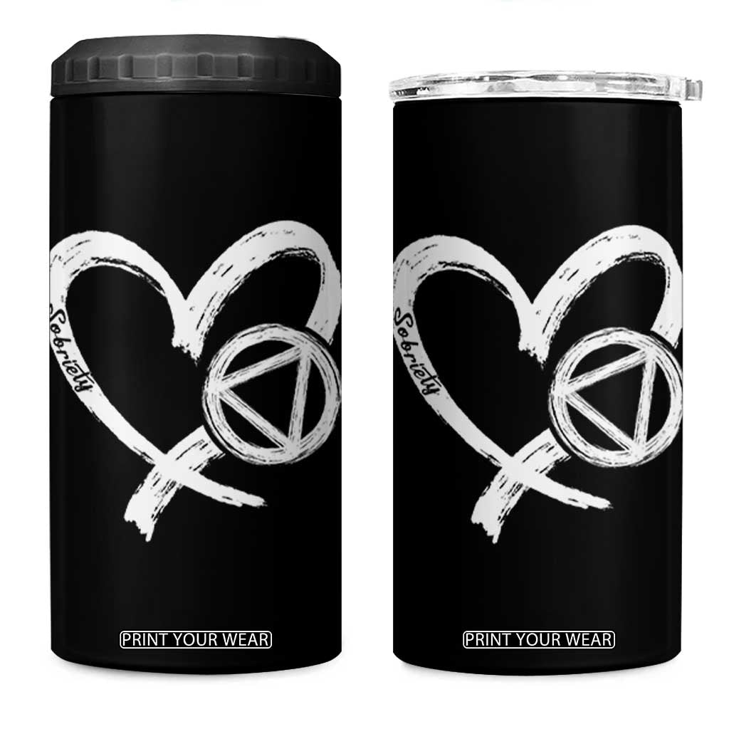 Sobriety Heart Sober Anniversary Alcoholic Abstinence 4 in 1 Can Cooler Tumbler TS11 One Size: 16 oz Black Print Your Wear