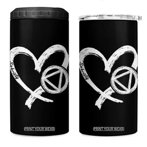 Sobriety Heart Sober Anniversary Alcoholic Abstinence 4 in 1 Can Cooler Tumbler TS11 One Size: 16 oz Black Print Your Wear