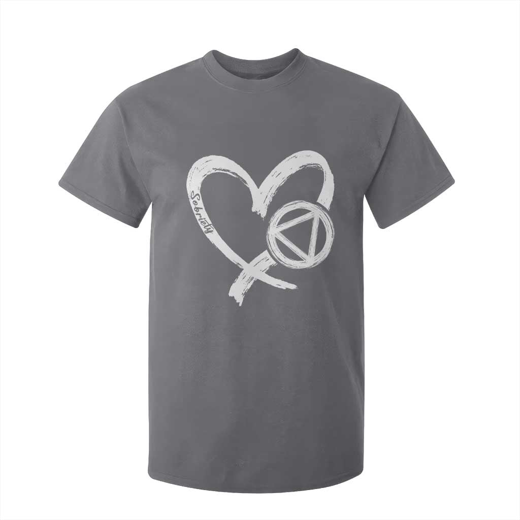 Sobriety Heart Sober Anniversary Alcoholic Abstinence T Shirt For Kid TS11 Charcoal Print Your Wear