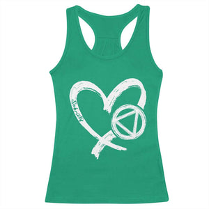 Sobriety Heart Sober Anniversary Alcoholic Abstinence Racerback Tank Top TS11 Irish Green Print Your Wear