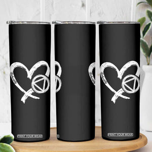 Sobriety Heart Sober Anniversary Alcoholic Abstinence Skinny Tumbler TS11 Print Your Wear