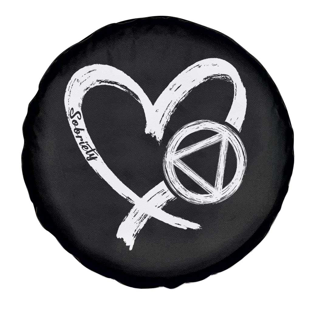 Sobriety Heart Sober Anniversary Alcoholic Abstinence Spare Tire Cover TS11 Print Your Wear