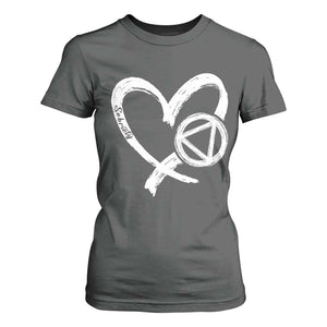 Sobriety Heart Sober Anniversary Alcoholic Abstinence T Shirt For Women TS11 Dark Heather Print Your Wear