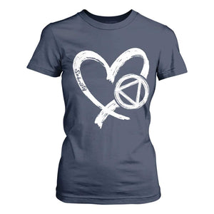 Sobriety Heart Sober Anniversary Alcoholic Abstinence T Shirt For Women TS11 Navy Print Your Wear