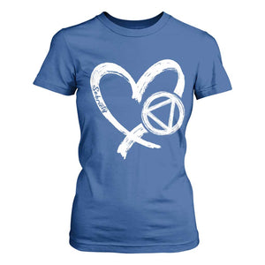 Sobriety Heart Sober Anniversary Alcoholic Abstinence T Shirt For Women TS11 Royal Blue Print Your Wear
