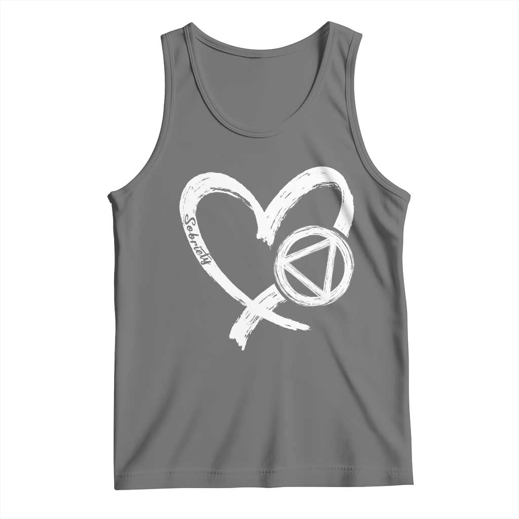 Sobriety Heart Sober Anniversary Alcoholic Abstinence Tank Top TS11 Black Heather Print Your Wear
