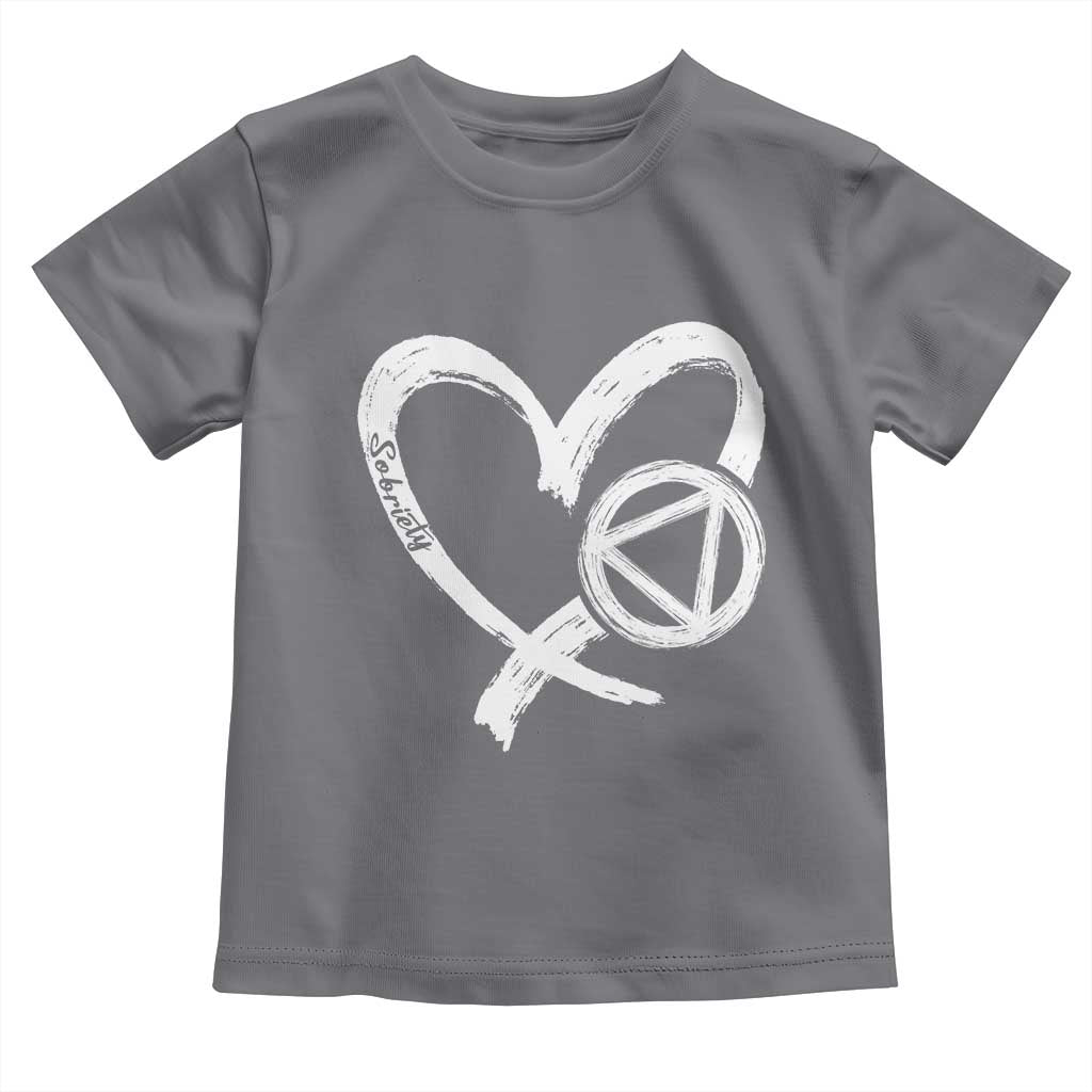 Sobriety Heart Sober Anniversary Alcoholic Abstinence Toddler T Shirt TS11 Charcoal Print Your Wear