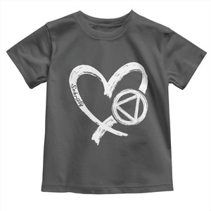 Sobriety Heart Sober Anniversary Alcoholic Abstinence Toddler T Shirt TS11 Dark Heather Print Your Wear