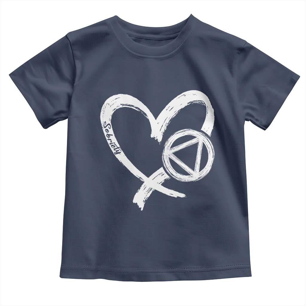 Sobriety Heart Sober Anniversary Alcoholic Abstinence Toddler T Shirt TS11 Navy Print Your Wear