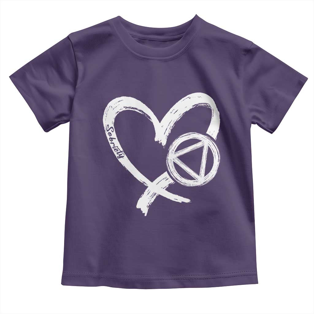 Sobriety Heart Sober Anniversary Alcoholic Abstinence Toddler T Shirt TS11 Purple Print Your Wear