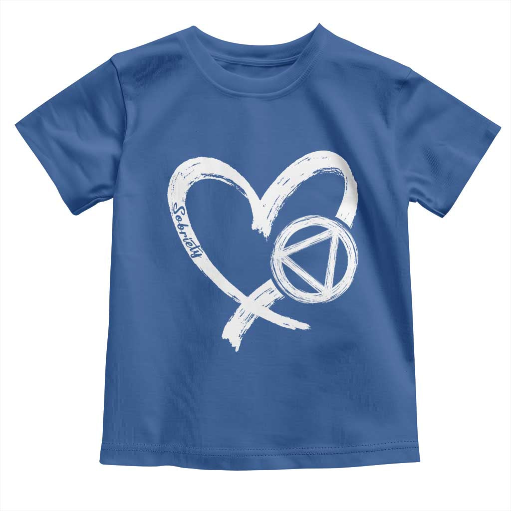 Sobriety Heart Sober Anniversary Alcoholic Abstinence Toddler T Shirt TS11 Royal Blue Print Your Wear