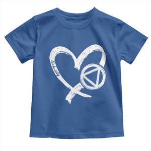 Sobriety Heart Sober Anniversary Alcoholic Abstinence Toddler T Shirt TS11 Royal Blue Print Your Wear