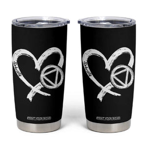 Sobriety Heart Sober Anniversary Alcoholic Abstinence Tumbler Cup TS11 Black Print Your Wear