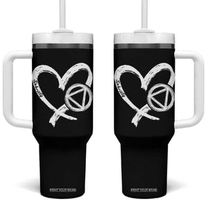 Sobriety Heart Sober Anniversary Alcoholic Abstinence Tumbler With Handle TS11 One Size: 40 oz Black Print Your Wear