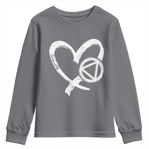 Sobriety Heart Sober Anniversary Alcoholic Abstinence Youth Sweatshirt TS11 Charcoal Print Your Wear