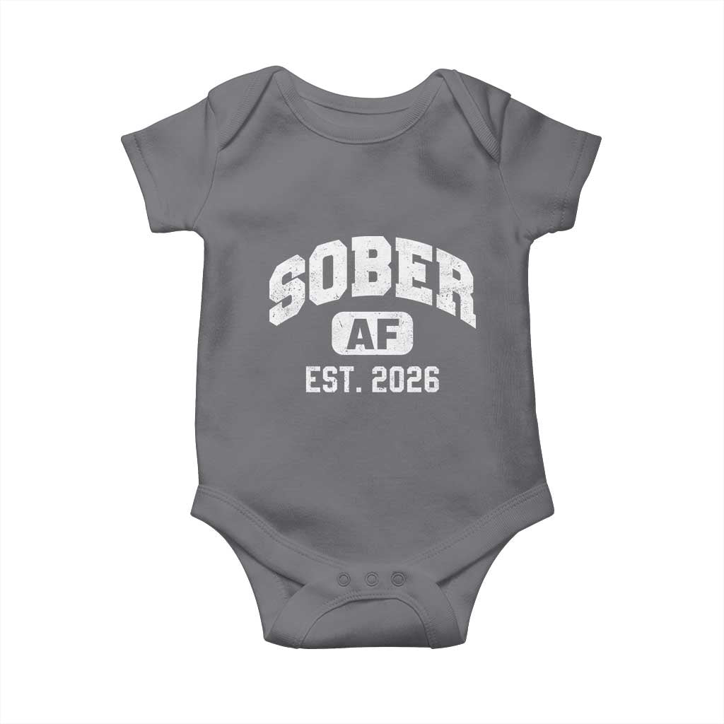 Sober AF 2026 AA Recovery Achiever Sobriety Anniversary Baby Onesie TS11 Charcoal Print Your Wear
