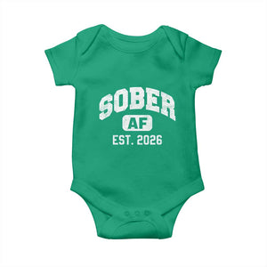 Sober AF 2026 AA Recovery Achiever Sobriety Anniversary Baby Onesie TS11 Irish Green Print Your Wear