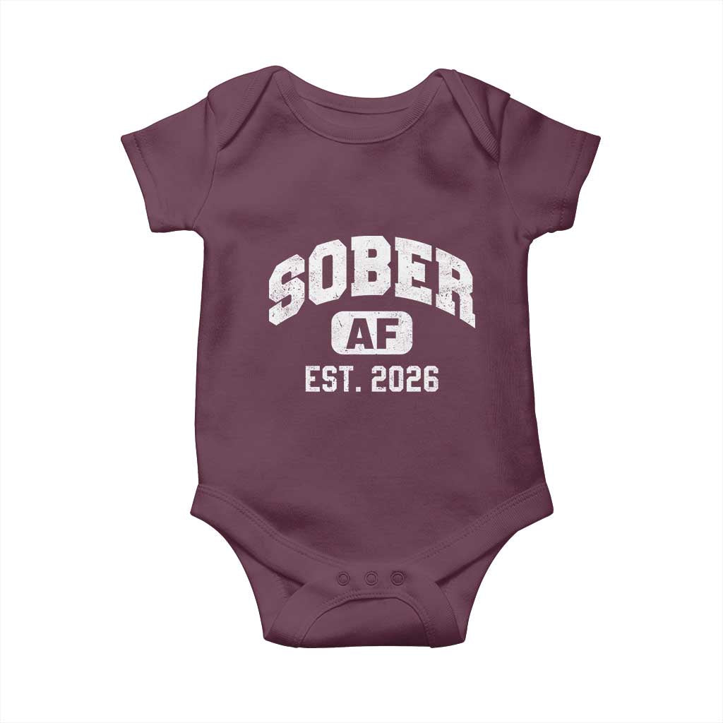 Sober AF 2026 AA Recovery Achiever Sobriety Anniversary Baby Onesie TS11 Maroon Print Your Wear