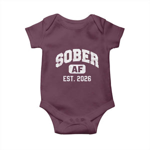 Sober AF 2026 AA Recovery Achiever Sobriety Anniversary Baby Onesie TS11 Maroon Print Your Wear