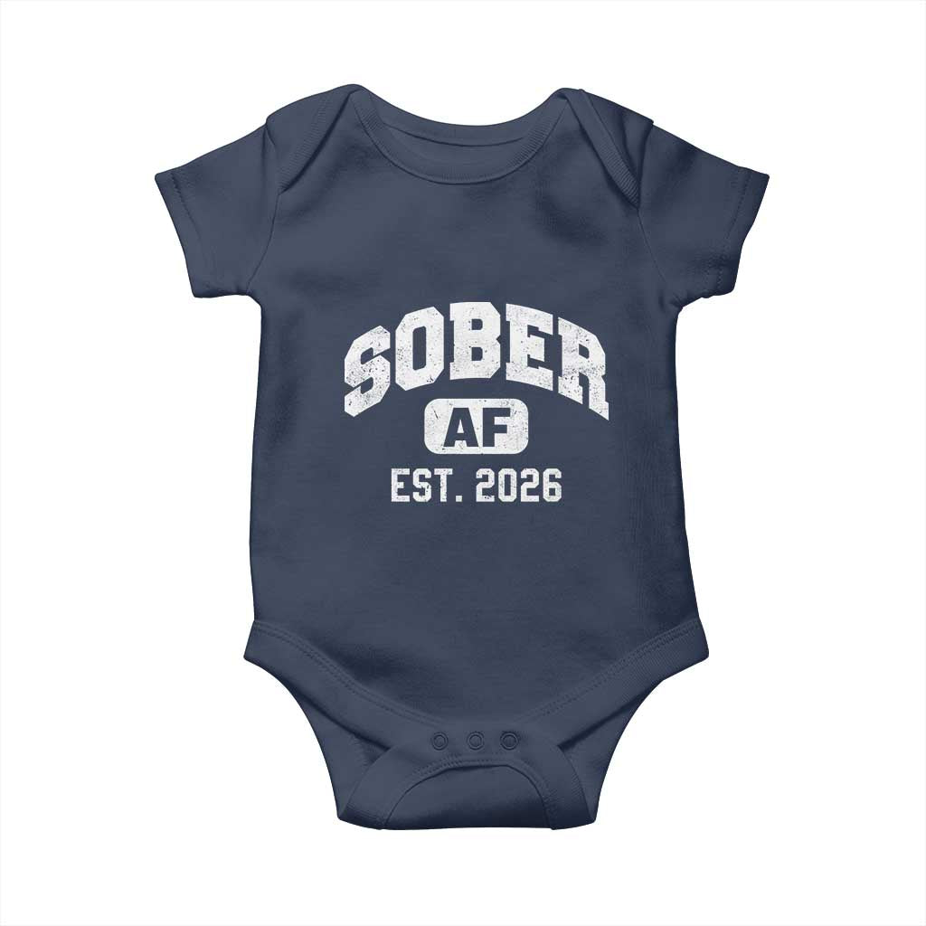 Sober AF 2026 AA Recovery Achiever Sobriety Anniversary Baby Onesie TS11 Navy Print Your Wear