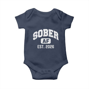 Sober AF 2026 AA Recovery Achiever Sobriety Anniversary Baby Onesie TS11 Navy Print Your Wear